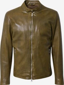 Freaky Nation Leren Jassen Tussenjas Ribe Heren Olijfgroen