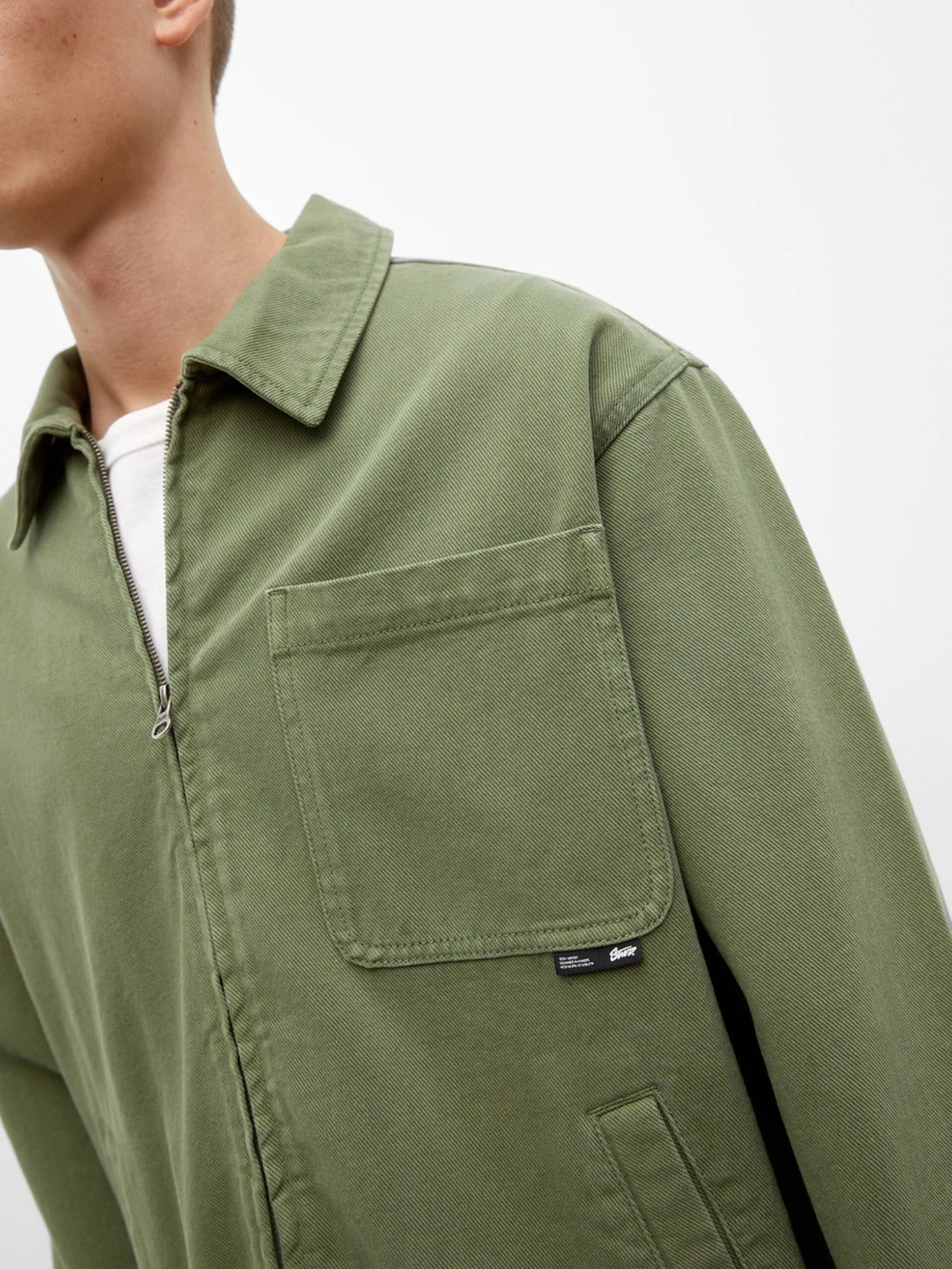 PULL & BEAR Spijkerjassen Tussenjas Heren Kaki 7 PULL & BEAR Spijkerjassen Tussenjas Heren Kaki - Afbeelding 5