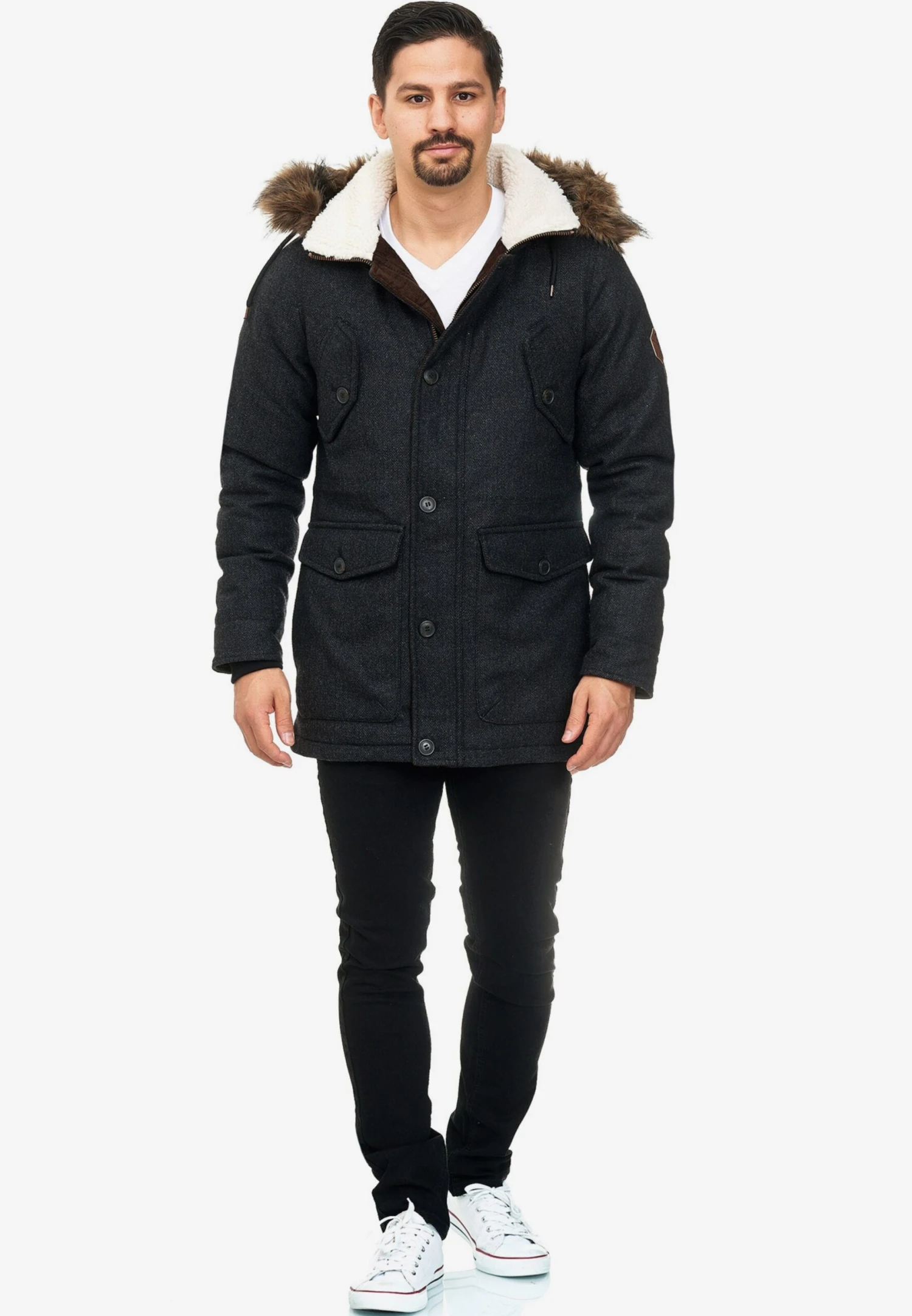 Indicode Jeans Parkas Winterparka Baynes Heren Zwart 4 Indicode Jeans Parkas Winterparka Baynes Heren Zwart - Afbeelding 2