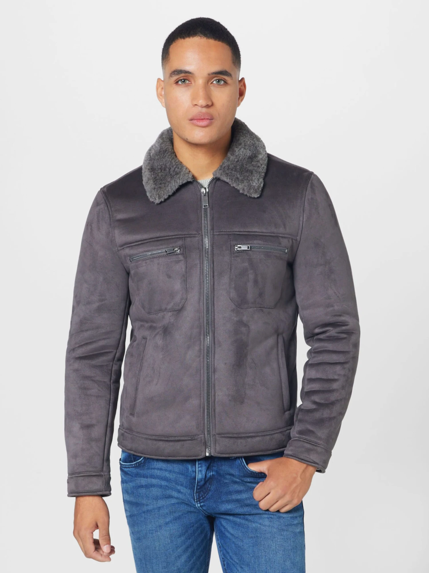 RIVER ISLAND Tussenjassen Tussenjas BORG Heren Grafiet 5 RIVER ISLAND Tussenjassen Tussenjas BORG Heren Grafiet - Afbeelding 3