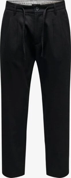 Only & Sons Pantalons Regular Bandplooibroek Dew Pax Heren Zwart