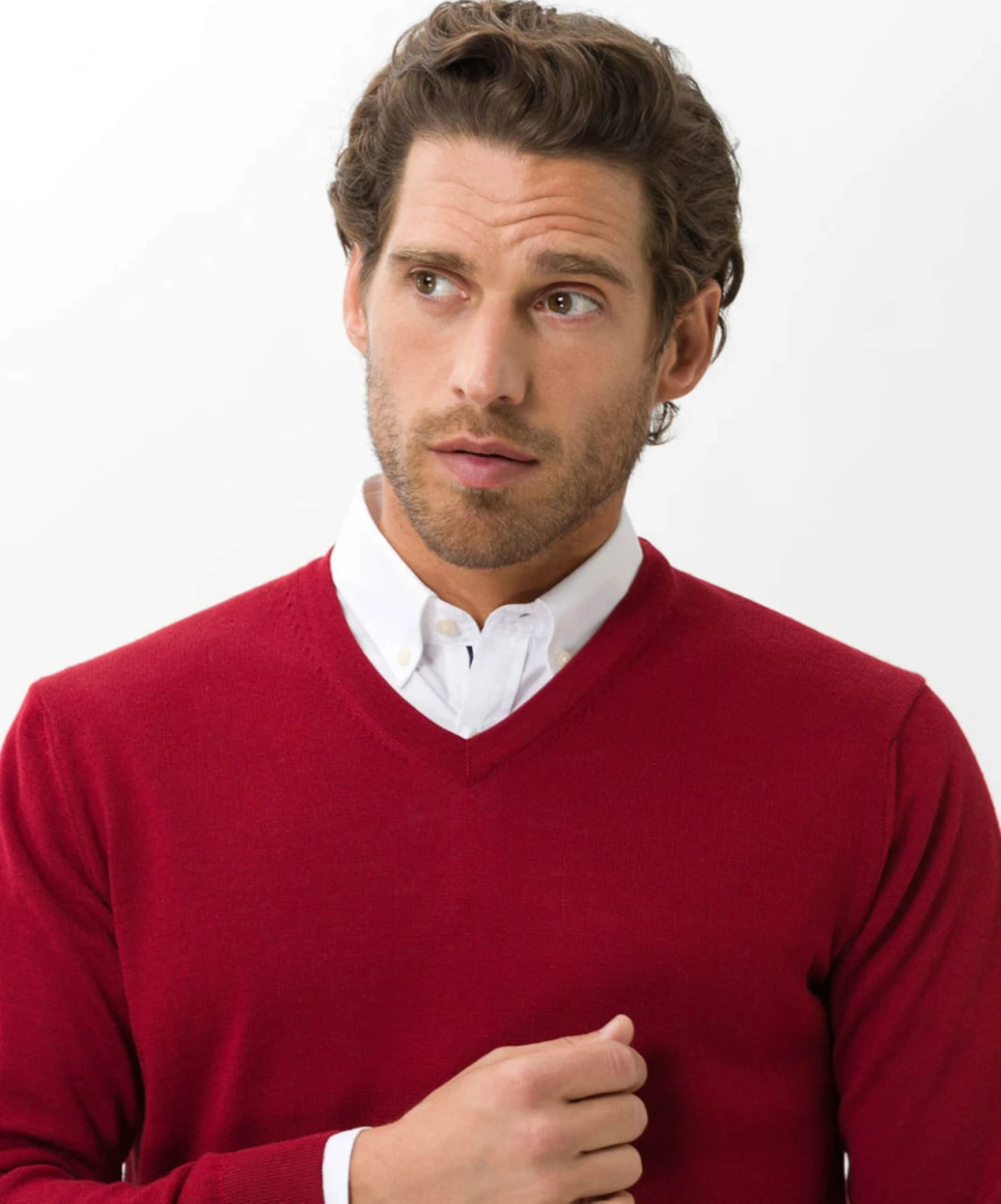 BRAX V-hals Truien Trui Vico Heren Karmijnrood 8 BRAX V-hals Truien Trui Vico Heren Karmijnrood - Afbeelding 6