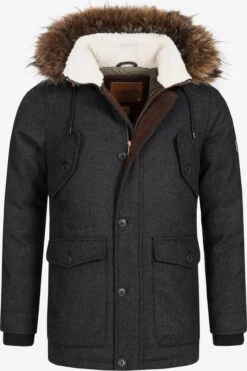 Indicode Jeans Parkas Winterparka Baynes Heren Zwart