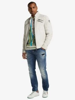 CARLO COLUCCI Leren Jassen Tussenjas Joker Heren Wit -Herenkleding Winkel 58837bd6271babcf6f59aefe45a0c3ff