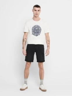 Only & Sons Denim Shorts Regular Jeans ONSPLY Heren Zwart -Herenkleding Winkel 5cd9b28bd82ecf3cd21eeeeced5ddd43