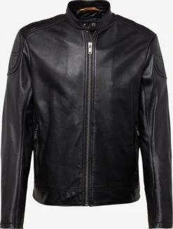 BOSS ORANGE Leren Jassen Tussenjas Jomarc Heren Zwart