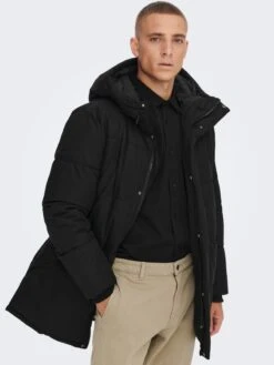 Only & Sons Winterjassen Winterjas MATHEO Heren Zwart -Herenkleding Winkel 6289f35d20859125308868fc8943d425