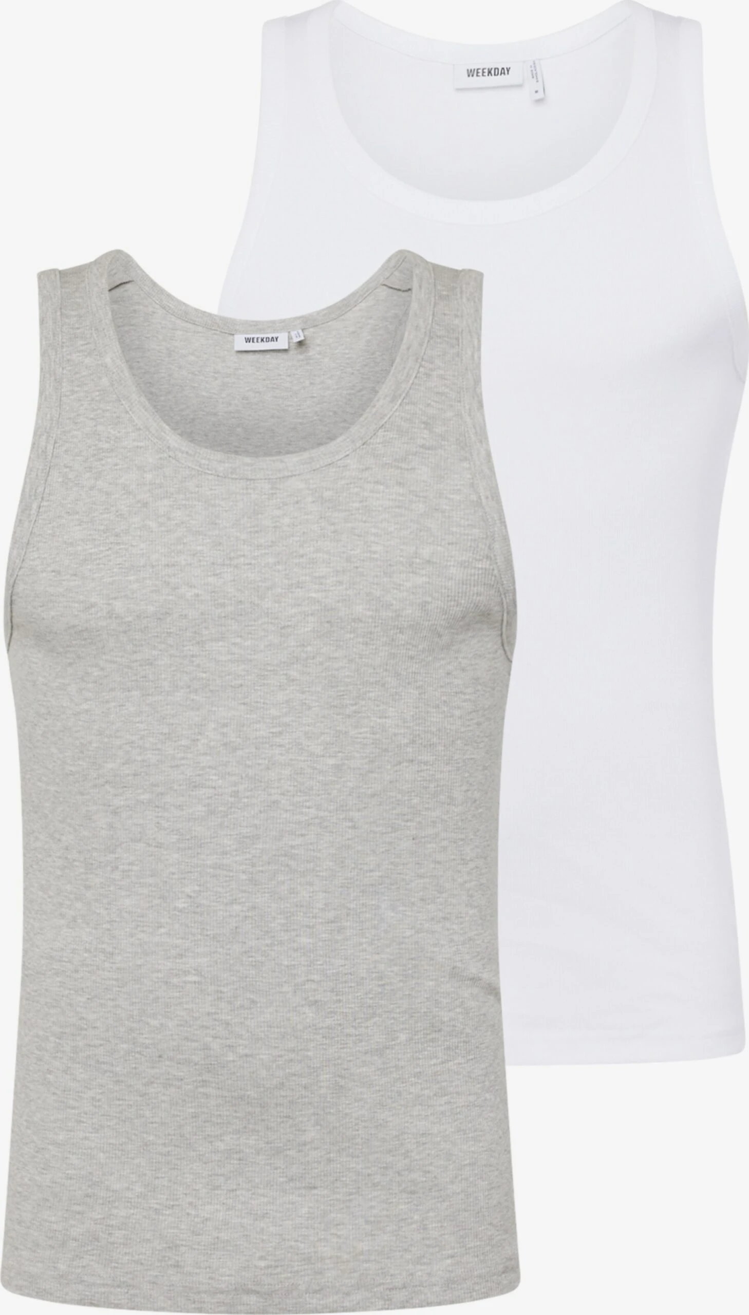 WEEKDAY Tanktops Shirt Heren Grijs / Wit 3 WEEKDAY Tanktops Shirt Heren Grijs / Wit