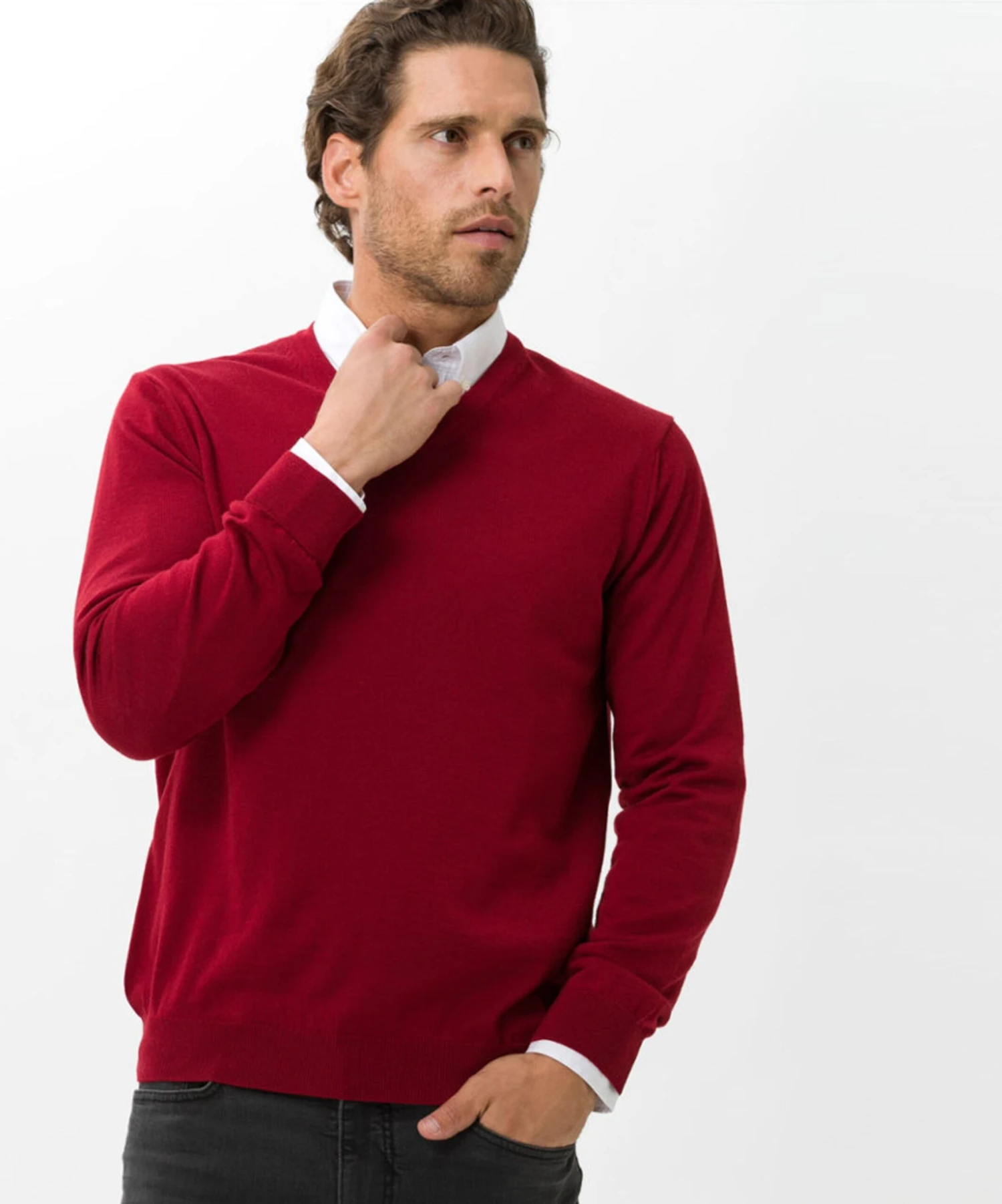 BRAX V-hals Truien Trui Vico Heren Karmijnrood 5 BRAX V-hals Truien Trui Vico Heren Karmijnrood - Afbeelding 3