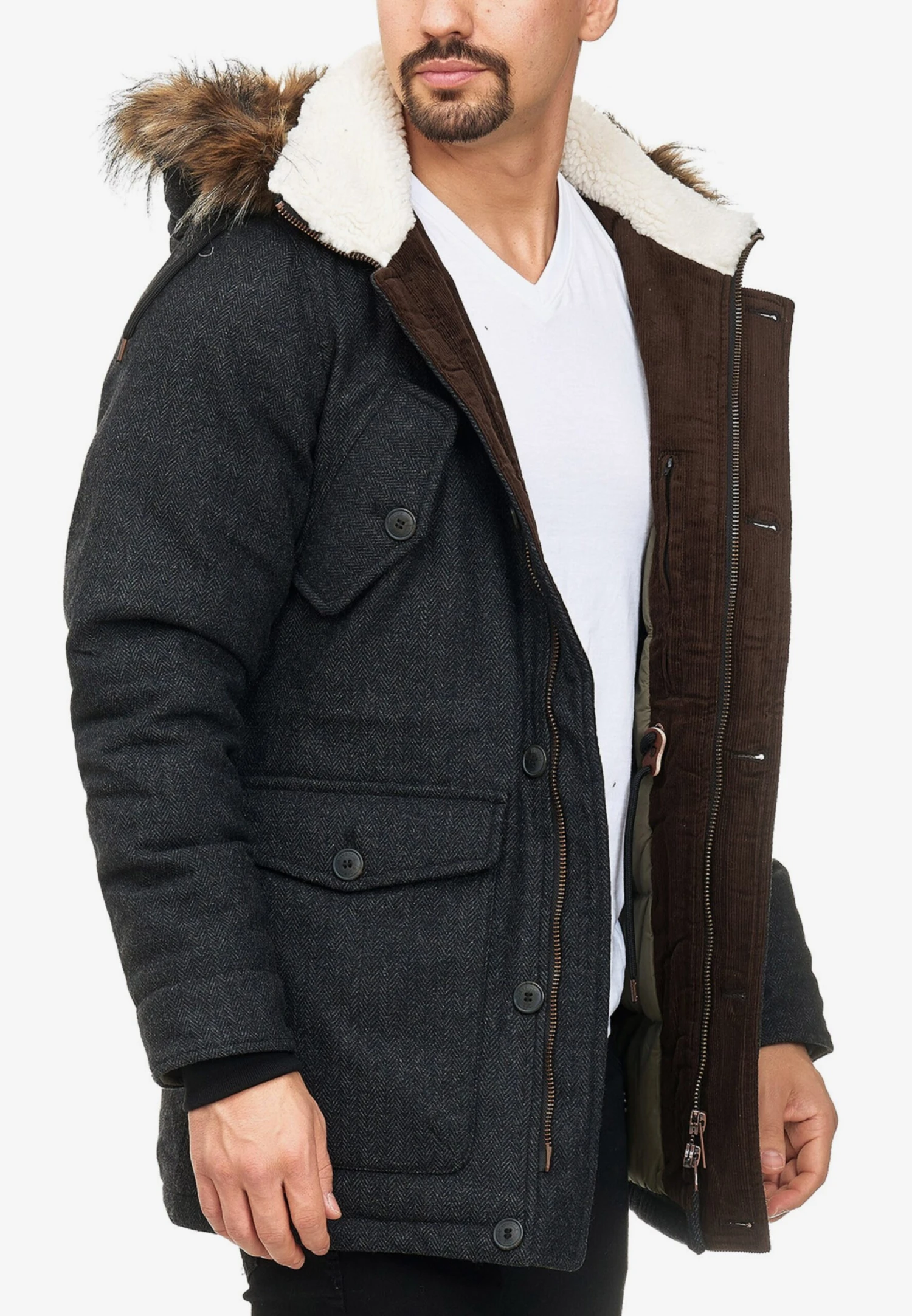 Indicode Jeans Parkas Winterparka Baynes Heren Zwart 7 Indicode Jeans Parkas Winterparka Baynes Heren Zwart - Afbeelding 5