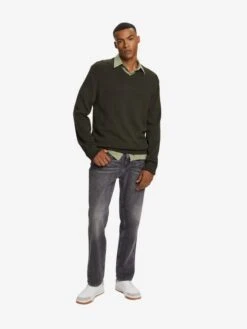 ESPRIT V-hals Truien Trui Heren Kaki -Herenkleding Winkel 782646ab80747858d27ff024cc914997