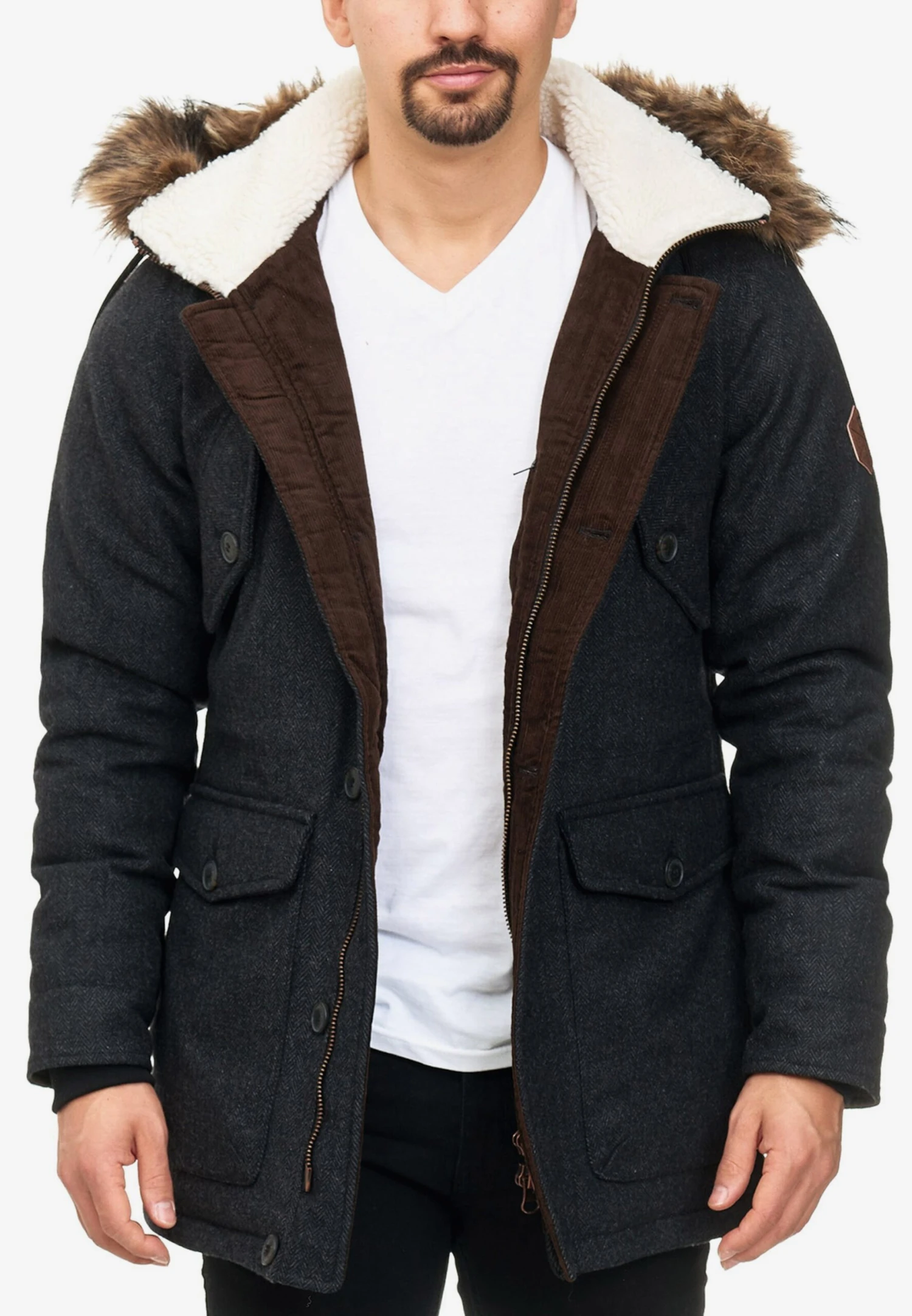 Indicode Jeans Parkas Winterparka Baynes Heren Zwart 5 Indicode Jeans Parkas Winterparka Baynes Heren Zwart - Afbeelding 3