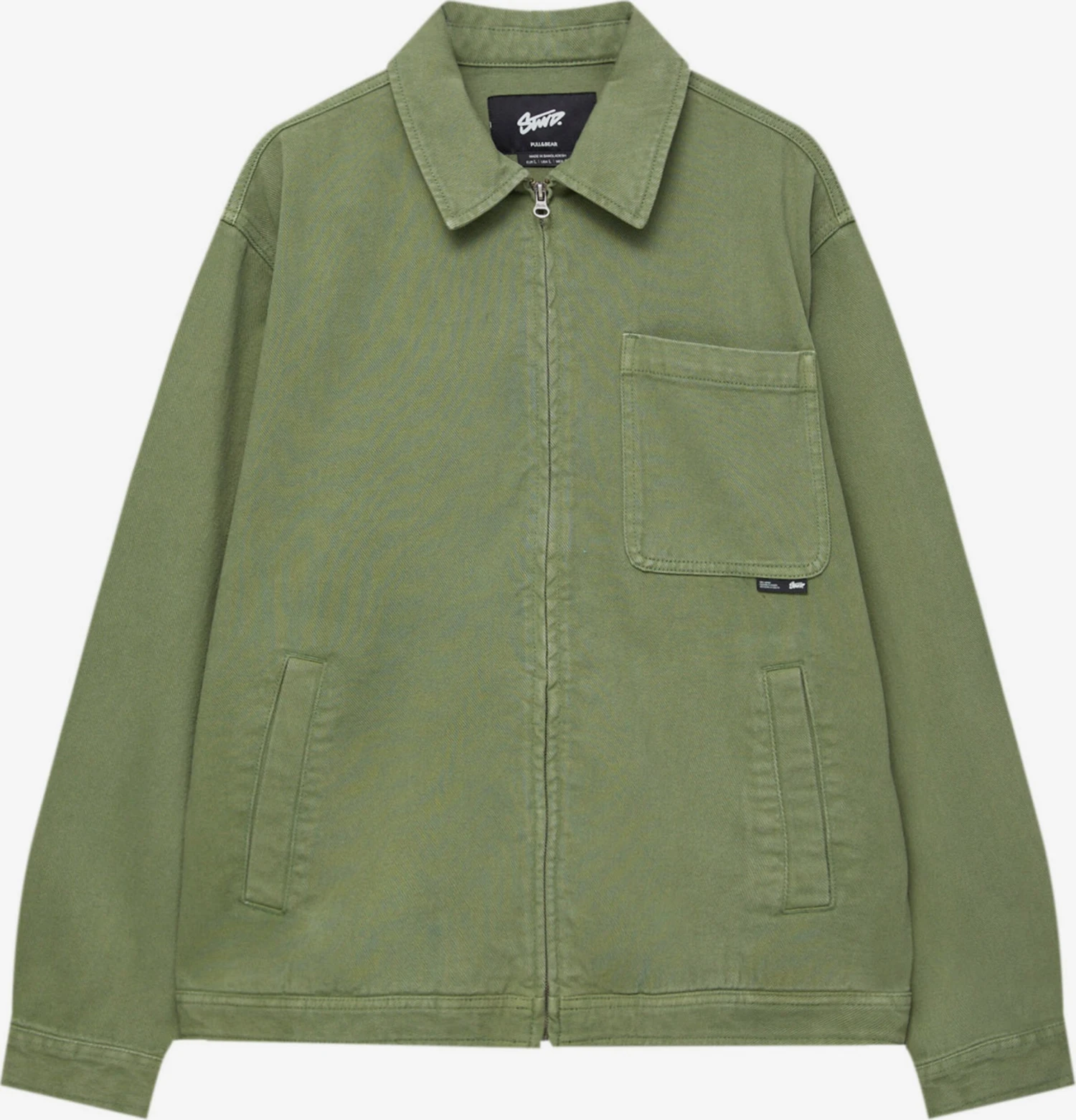 PULL & BEAR Spijkerjassen Tussenjas Heren Kaki 3 PULL & BEAR Spijkerjassen Tussenjas Heren Kaki