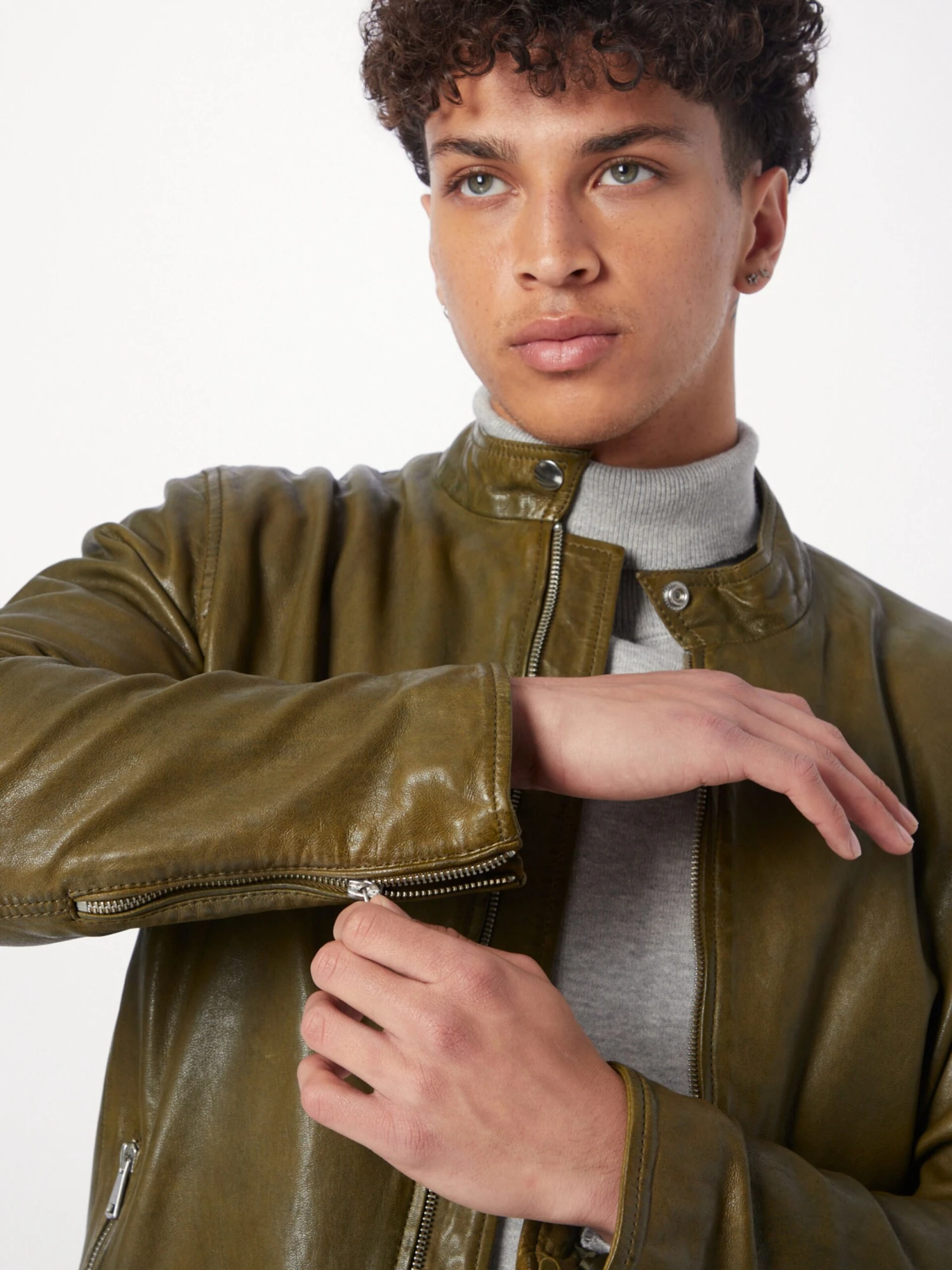 Freaky Nation Leren Jassen Tussenjas Ribe Heren Olijfgroen 4 Freaky Nation Leren Jassen Tussenjas Ribe Heren Olijfgroen - Afbeelding 2