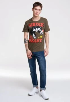 Logoshirt T-shirts Shirt Looney Tunes – Sylvester & Tweety Heren Olijfgroen -Herenkleding Winkel e98a89189663284a0370ad49ebb24f76