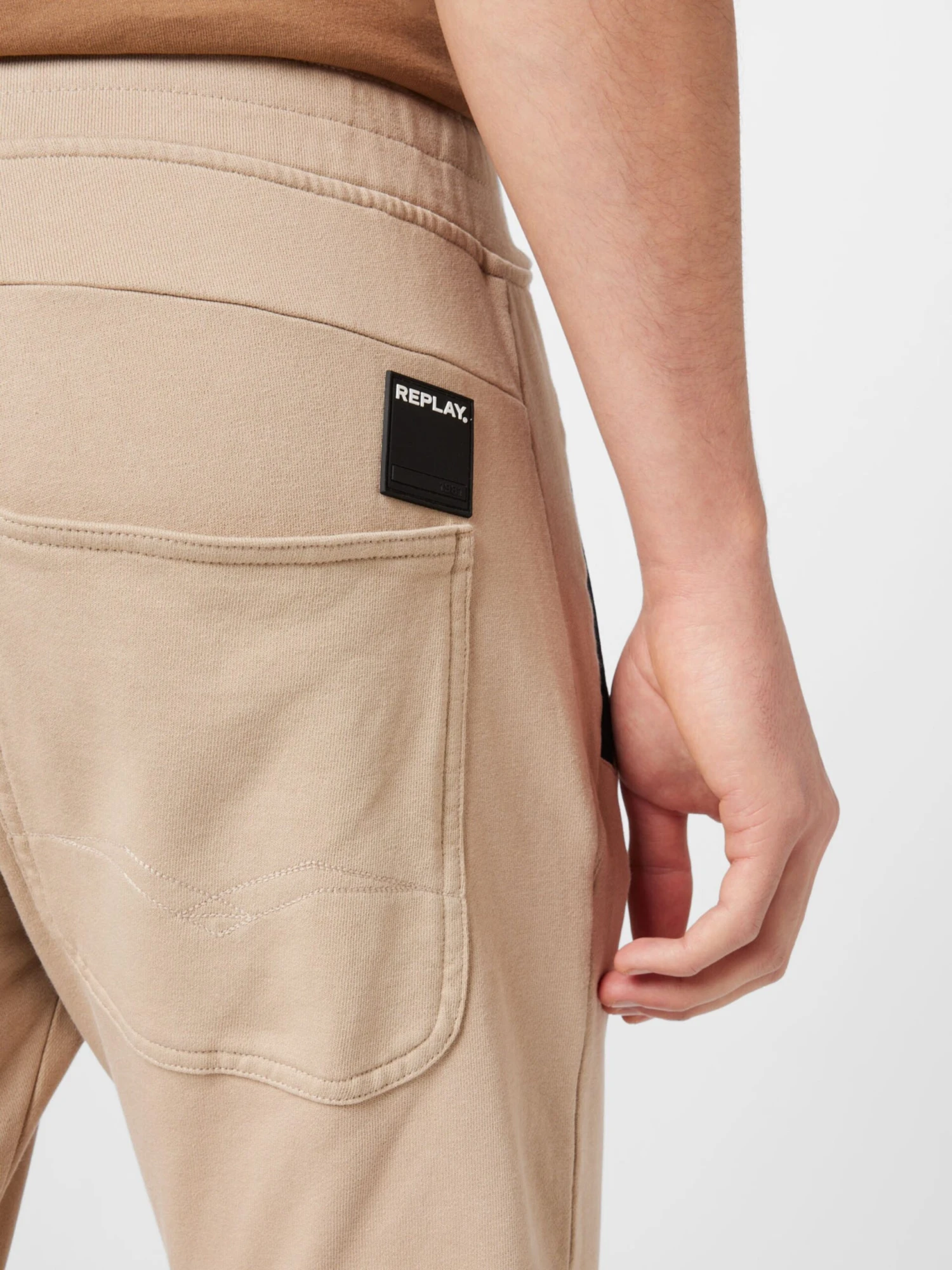 Replay Sweatpants Tapered Broek Heren Beige 4 Replay Sweatpants Tapered Broek Heren Beige - Afbeelding 2