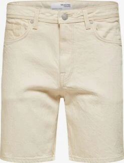 Selected Homme Denim Shorts Regular Broek LUKE Heren Beige